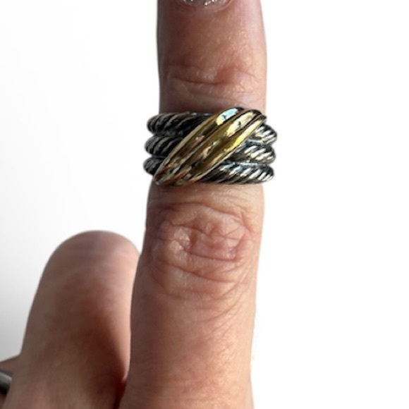 David Yurman Crossover Wave Ring Silver/Gold - Picture 8 of 8